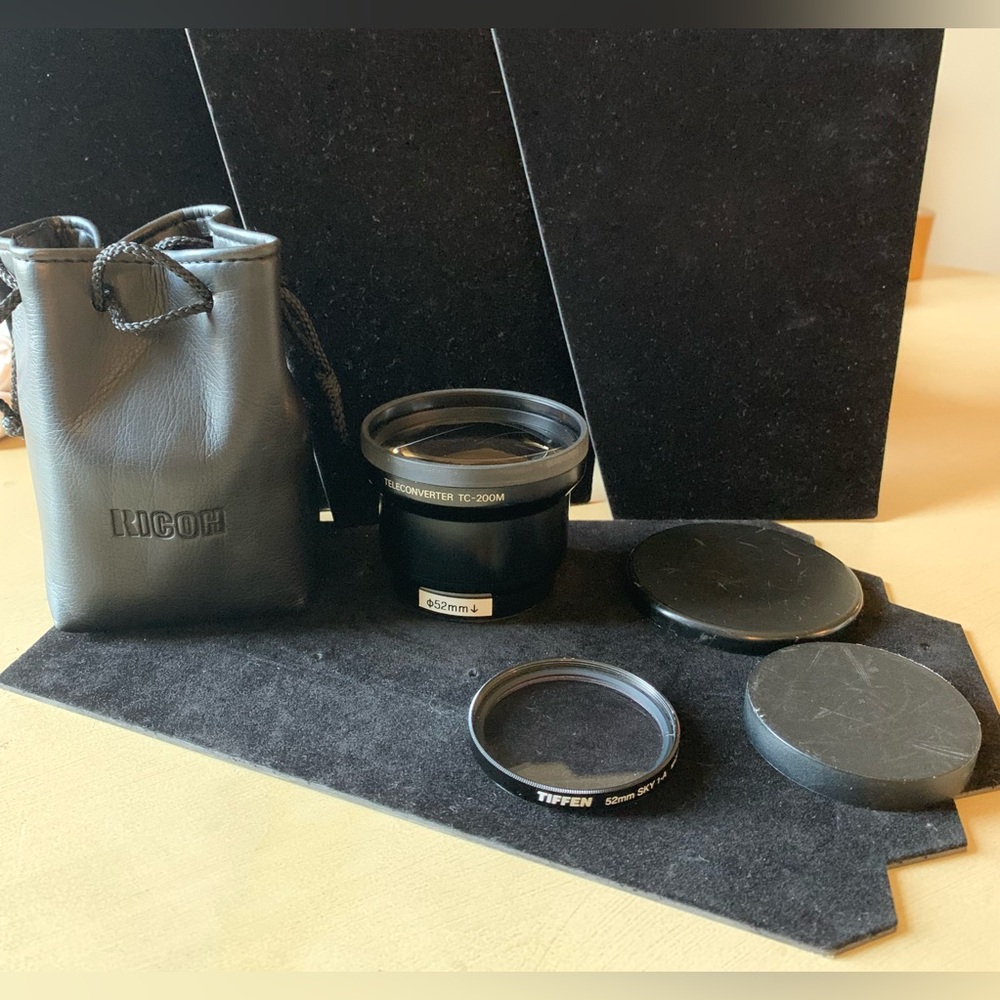 Ricoh Teleconverter TC 200m 52 mm & Tiffen Filter 52 mm Sky 1A Lens with case